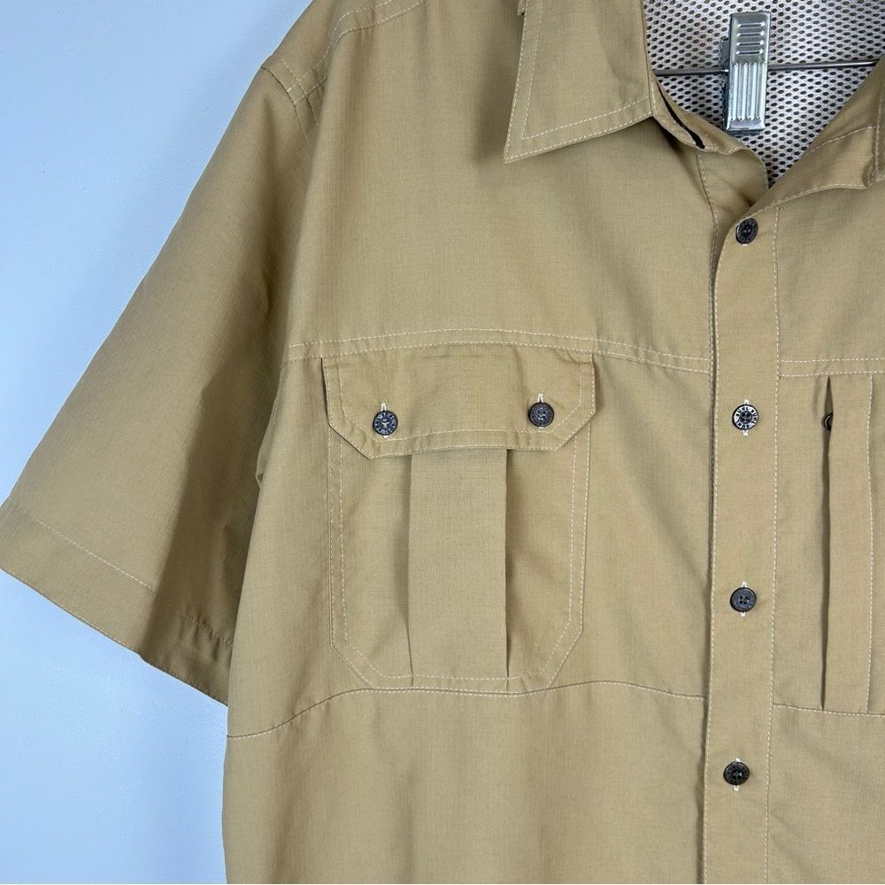 Kuhl Wunderer Short Sleeve Shirt UPF 50 Khaki Outdoors Hiking Fishing Casual M - Picture 6 of 16